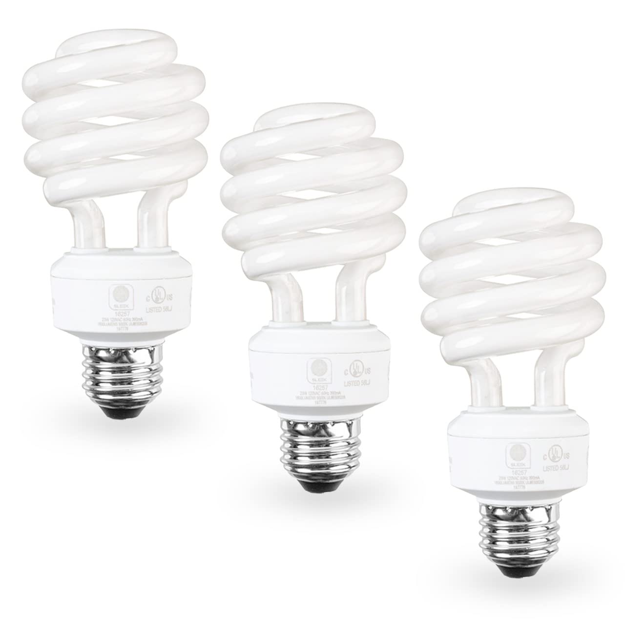 Sleeklighting E26 Standard Screw Base 23Watt Cfl Light Bulb - 3 Pack 5000 Kelvin For Pure White Daylight And 1600 Lumens (100 Wa