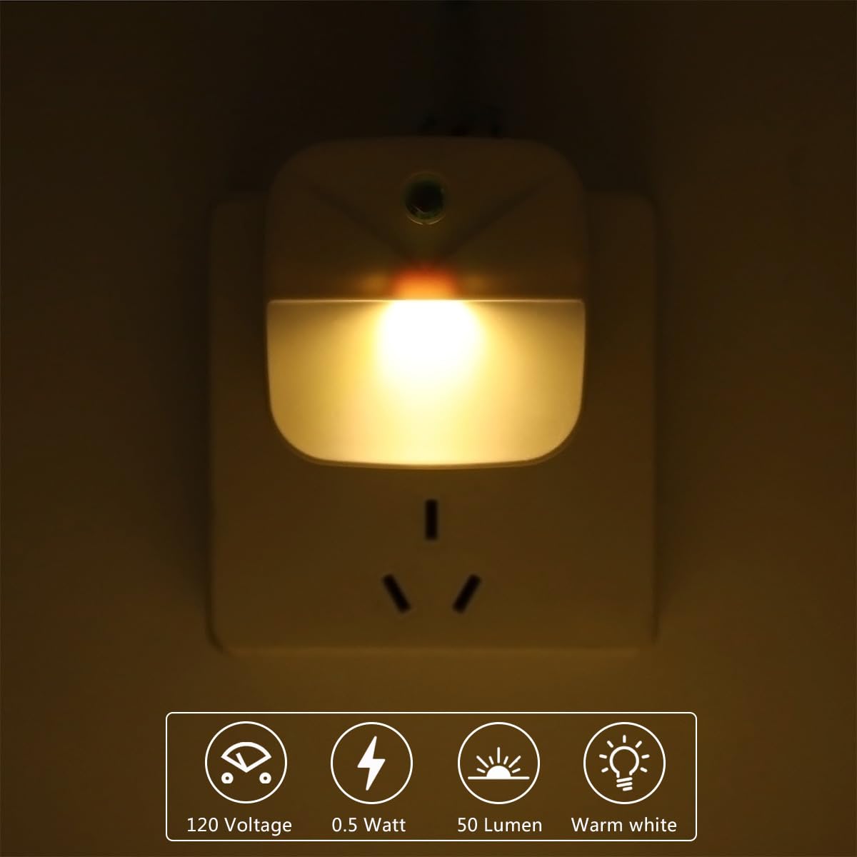 Kinur 6 Pack Led Night Light Plug Into Wall, Warm White 2700K Dusk To Dawn Sensor Automatic On And Off For Kids, Nursery, Bedroo