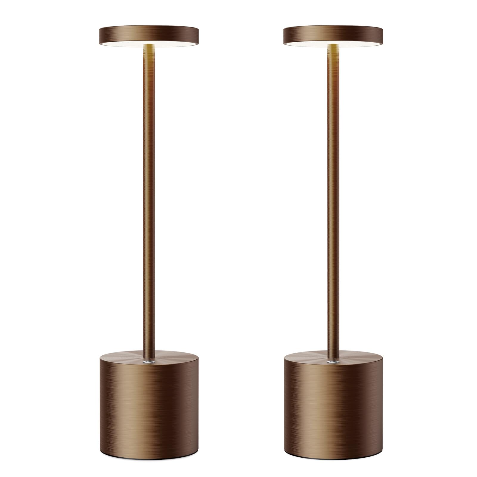 SAKRINGT Cordless LED Table Lamps, Rechargeable, 6000mAh, 2 Pack, Brown, Model S801