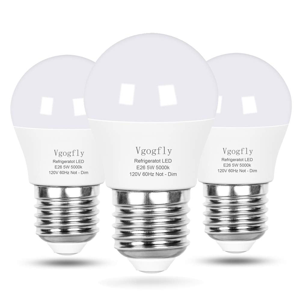 Vgogfly Led Refrigerator Light Bulb 40W Equivalent 120V A15 Fridge Waterproof Bulbs 5W Daylight White 5000K E26 Medium Base Free