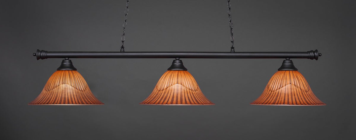 Toltec Lighting Oxford 3 Light Island In Matte Black (373-Mb-58319)