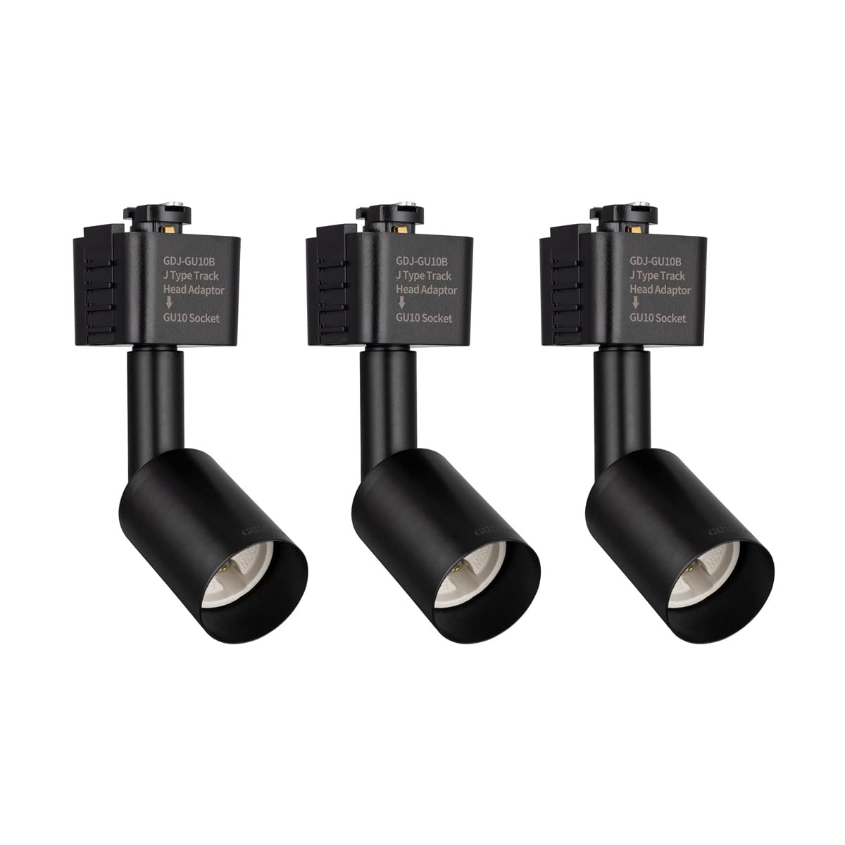 Mirrea Gu10 Base Adapter Track Lighting Head - Adjustable Direction, 3 Pack, Black Metal