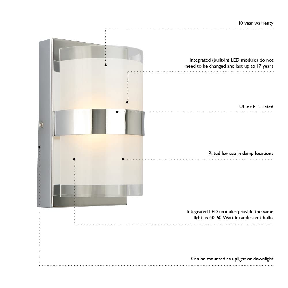 Design House 4-Light LED Vanity Light, Polished Chrome, Acrylic Frosted Shade, 32.5 in L, Model 577791