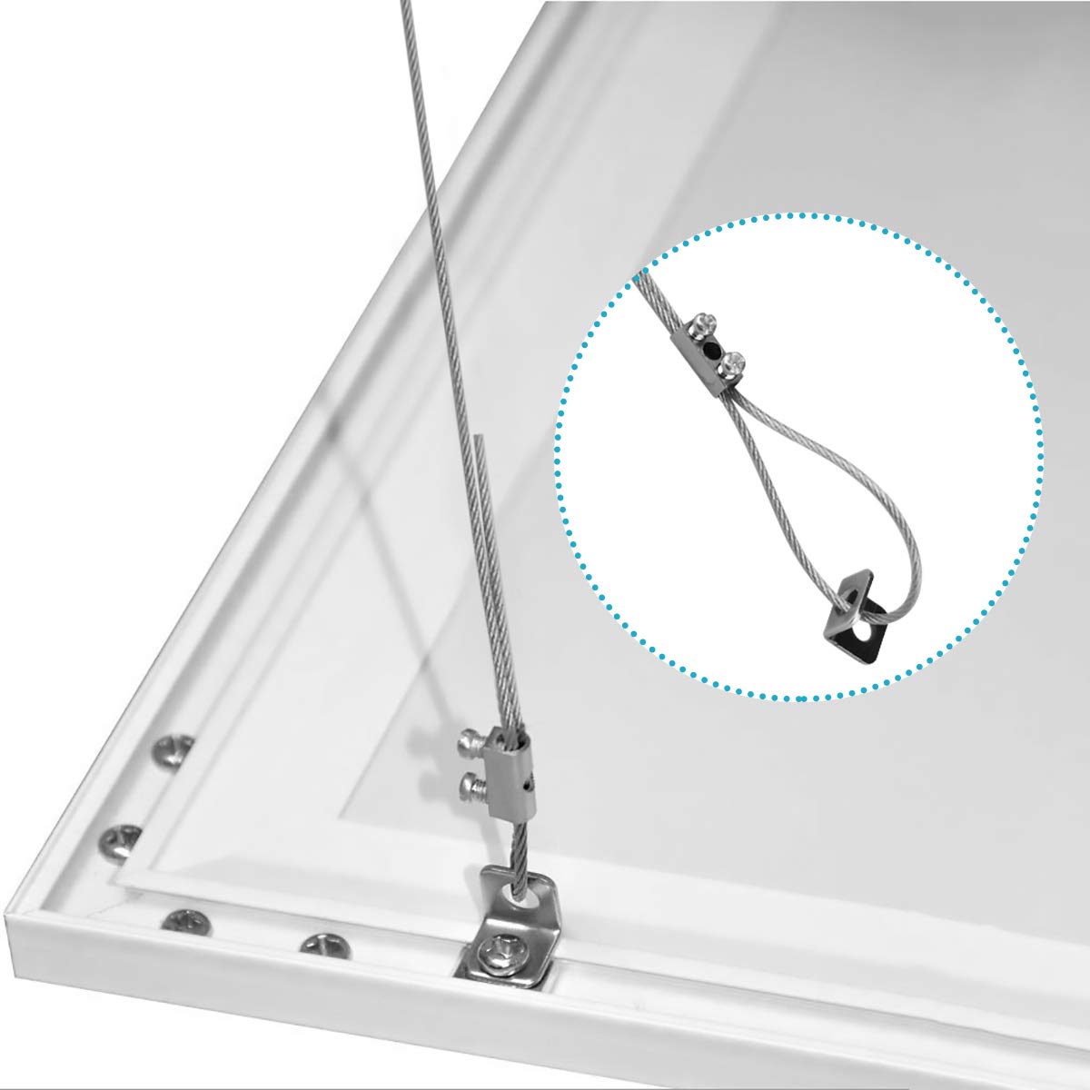 OTTFF 8 Pack 3.2 ft Adjustable Steel Suspension Cables for LED Panel Lights - Silver, Model WB64-T2