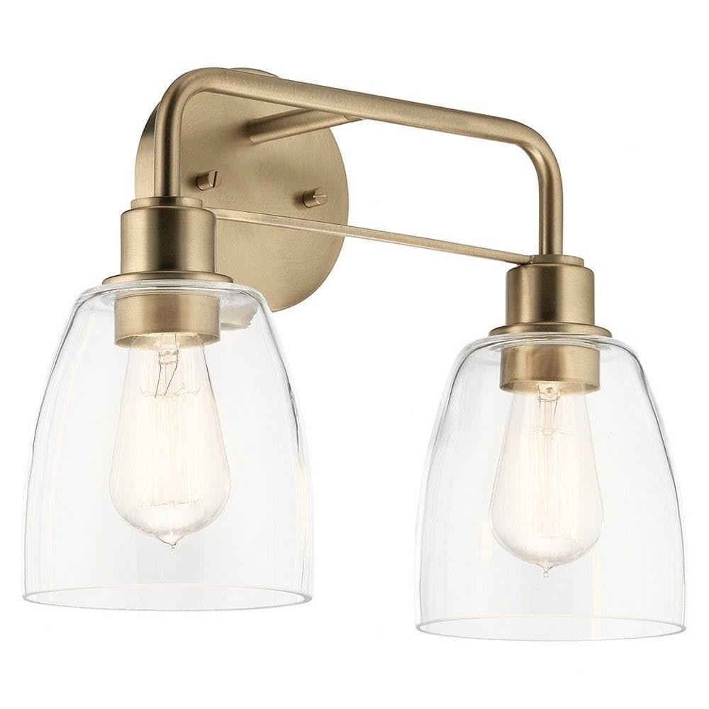Kichler, Meller 15.25 Inch 2 Light Vanity Light With Clear Glass In Champagne Bronze, 55101Cpz