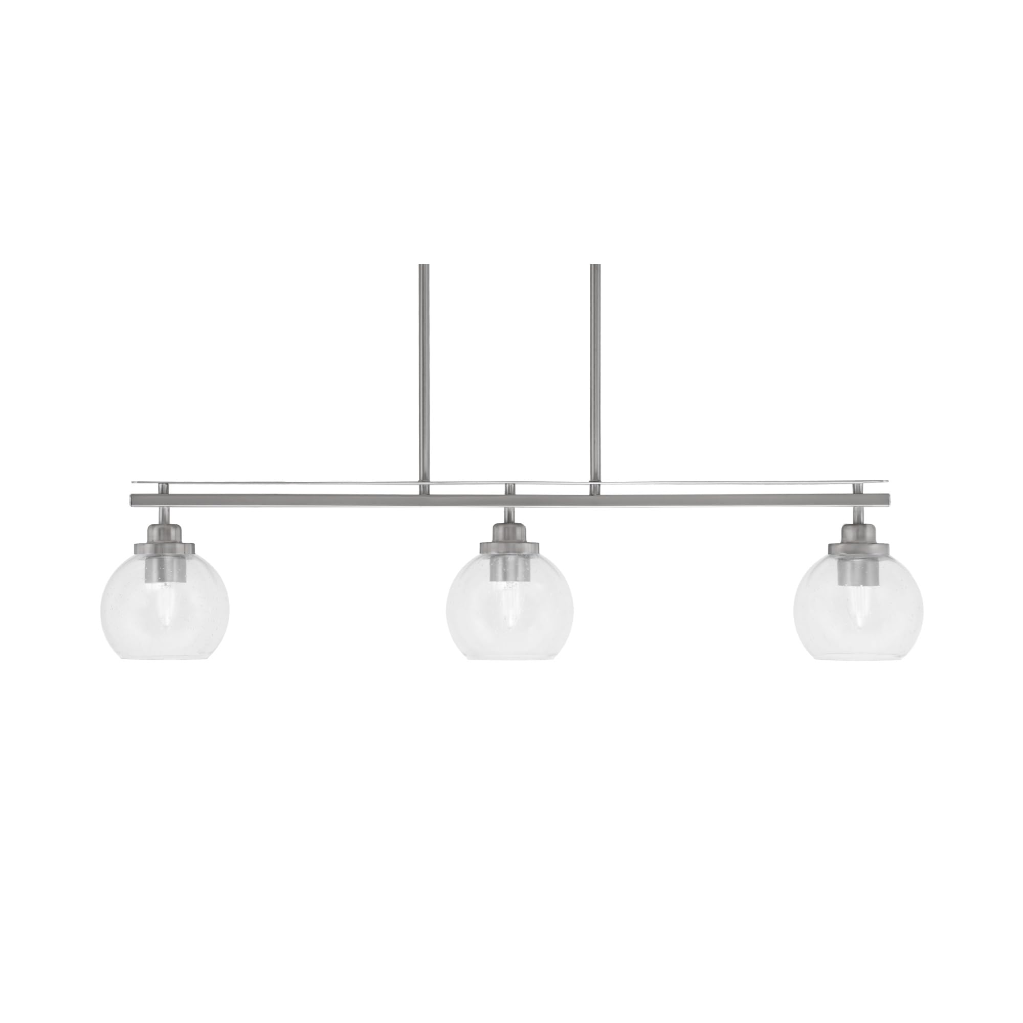 Toltec Lighting Odyssey 3 Light Island Light, Brushed Nickel Finish, 5.75in Clear Bubble Glass