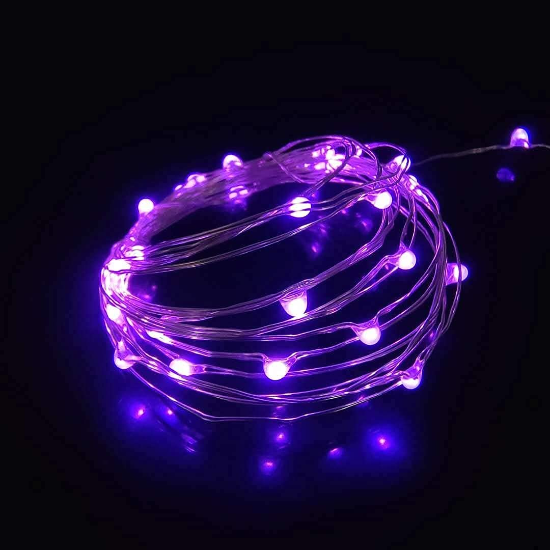 Everfit Lighting 10Ft Purple Battery Operated Mini Led Fairy Lights, 30 Count With Timer