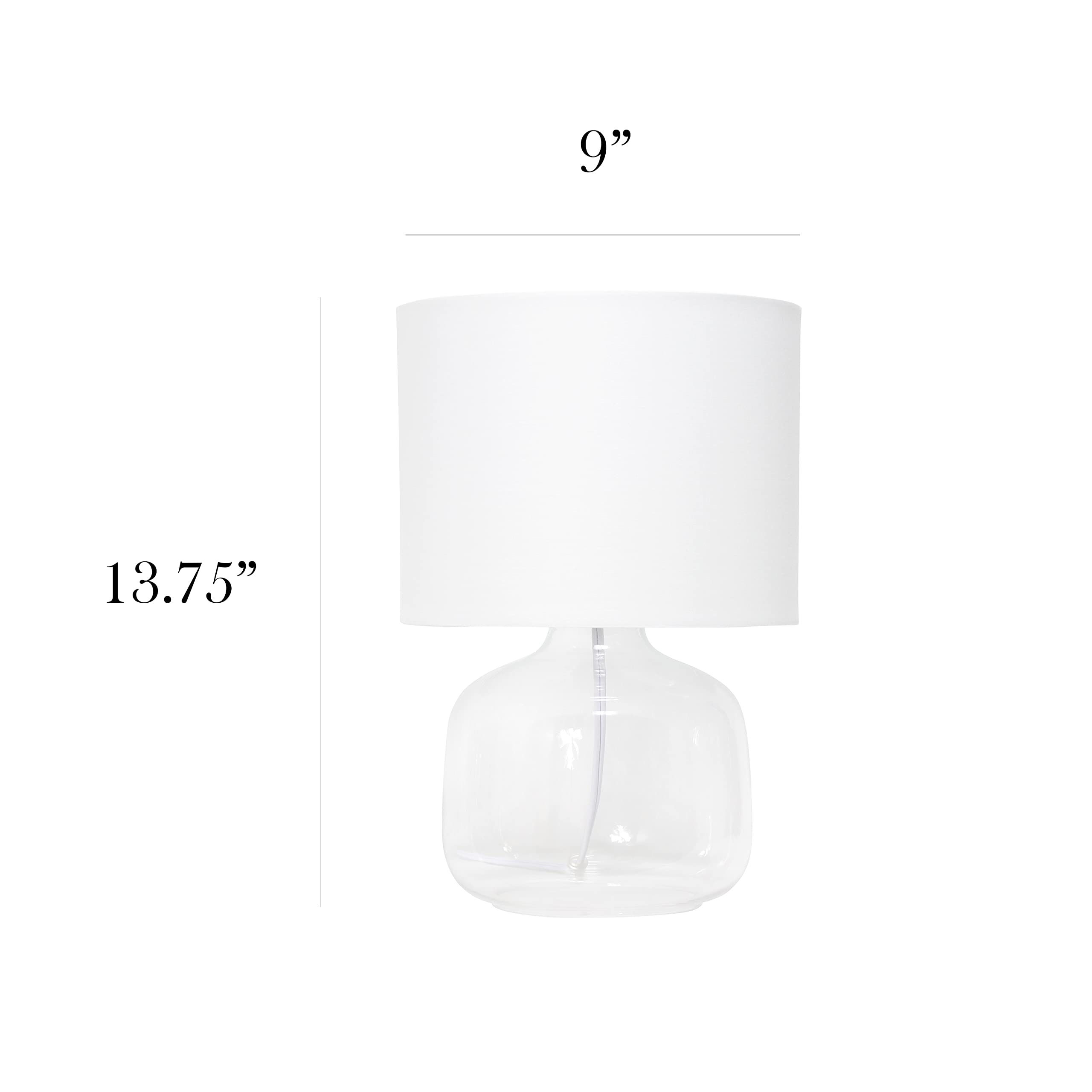 Simple Designs LT2064-CLW Glass Table Lamp, Clear Base/White Shade, Pack of 4