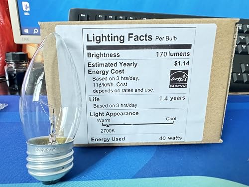 Jacqings B11 Decorative Incandescent Light Bulbs, 40W E26 Base, Warm White 2700K, C32-6, Misty White, Dimmable (6 Pack