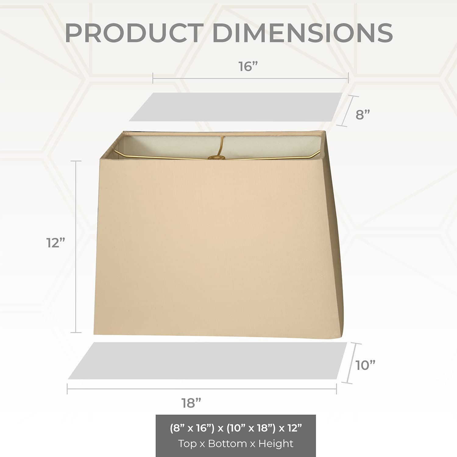 Royal Designs, Inc. Rectangle Hardback Lamp Shade, Hb-613-18Bg, Beige, (8 X 16) X (10 X 18) X 12