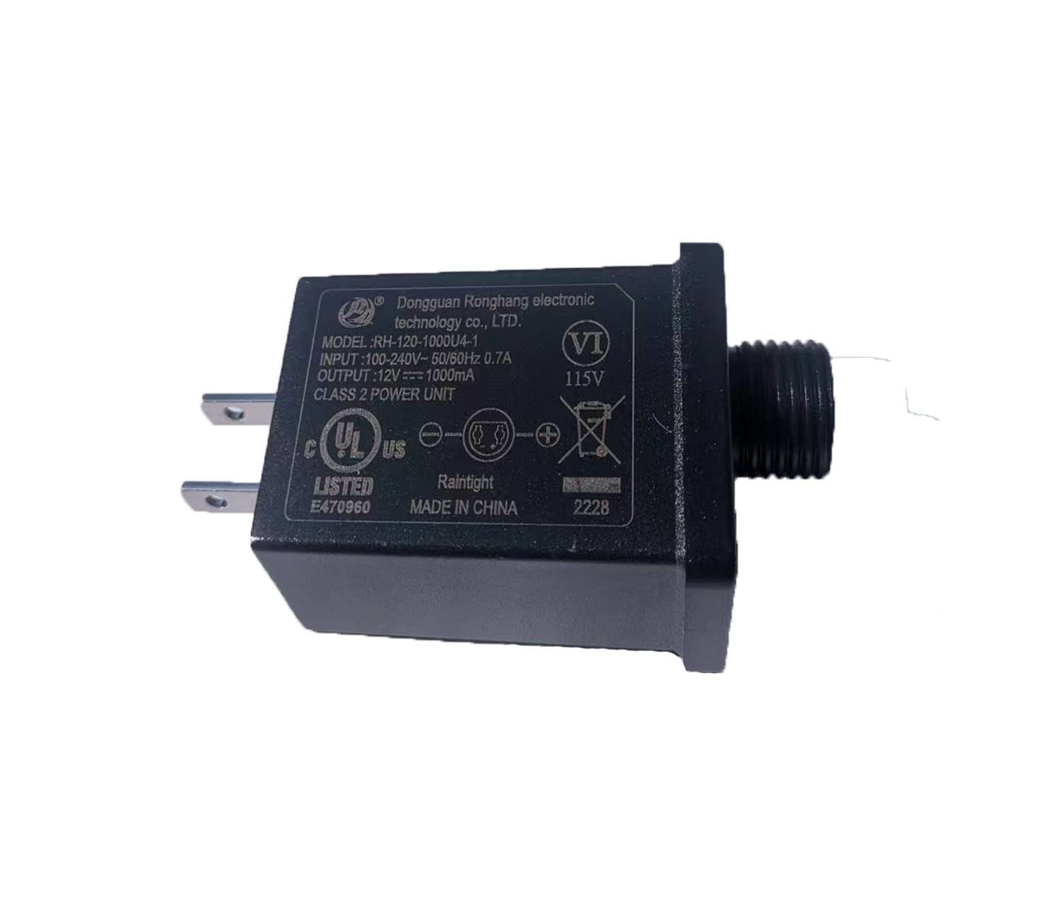 Slaige 12V-1000mA Inflatable Adapter Power Supply - Black, Model A-1000, IP44 Low Voltage Transformer for Yard Decorations