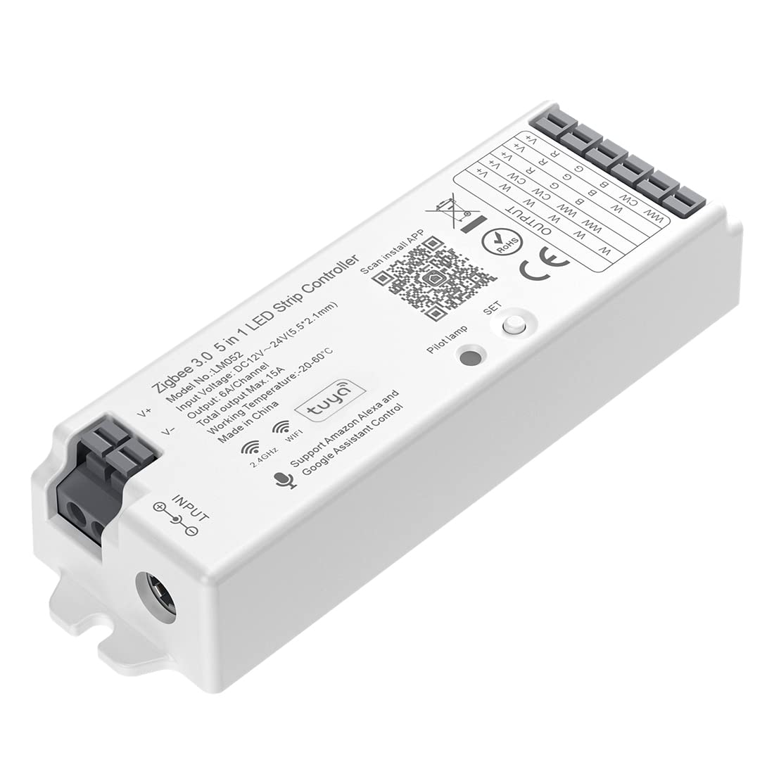BTF-LIGHTING Zigbee 5in1 LED Controller LM052, Dimming CCT RGB, Compatible with Echo Plus/4th Gen, WR01RF, WR02RF