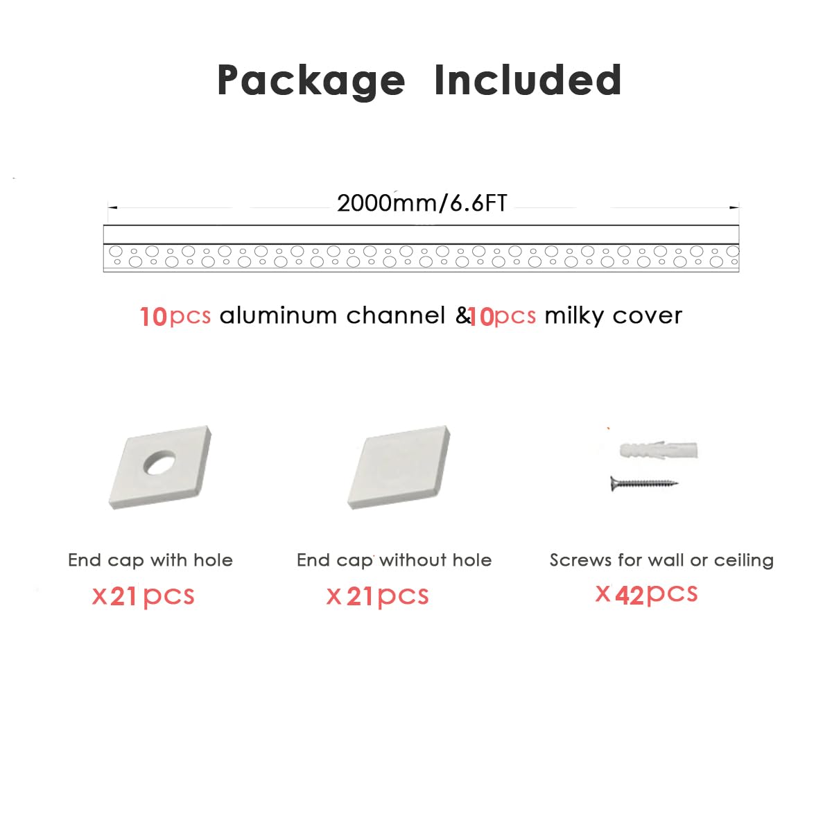 Besseto Plaster-In Led Channel 10 Pack 6.6Ft/2 Meter Trim Edge Tile Led Strip Aluminum Channel, Trimless Recessed Drywall Aluminum Led Profile With Milky Diffuser And End Caps