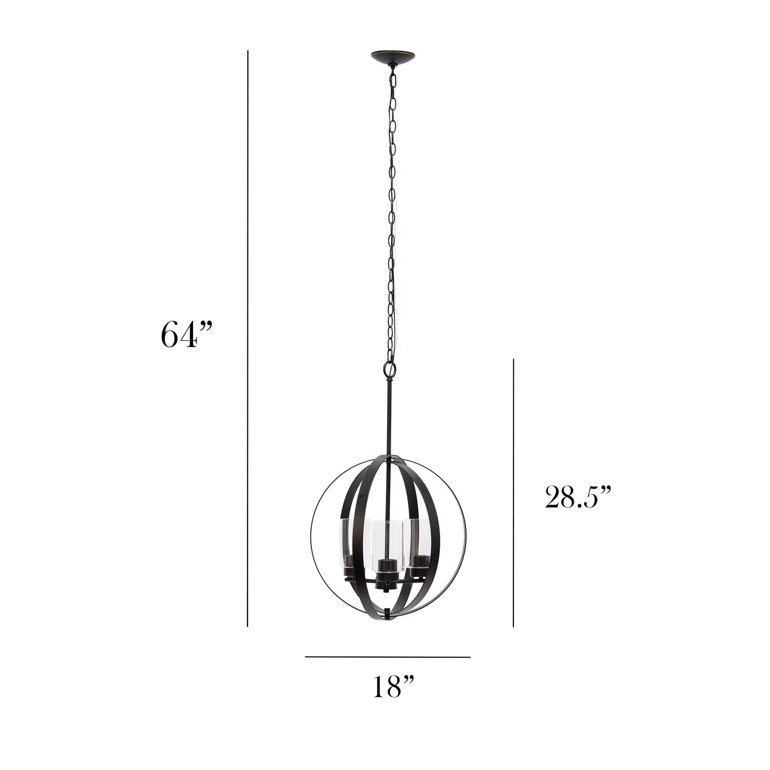 Elegant Designs 3-Light Pendant - Metal & Glass, 18in - Restoration Bronze, Model PT1021-RBZ