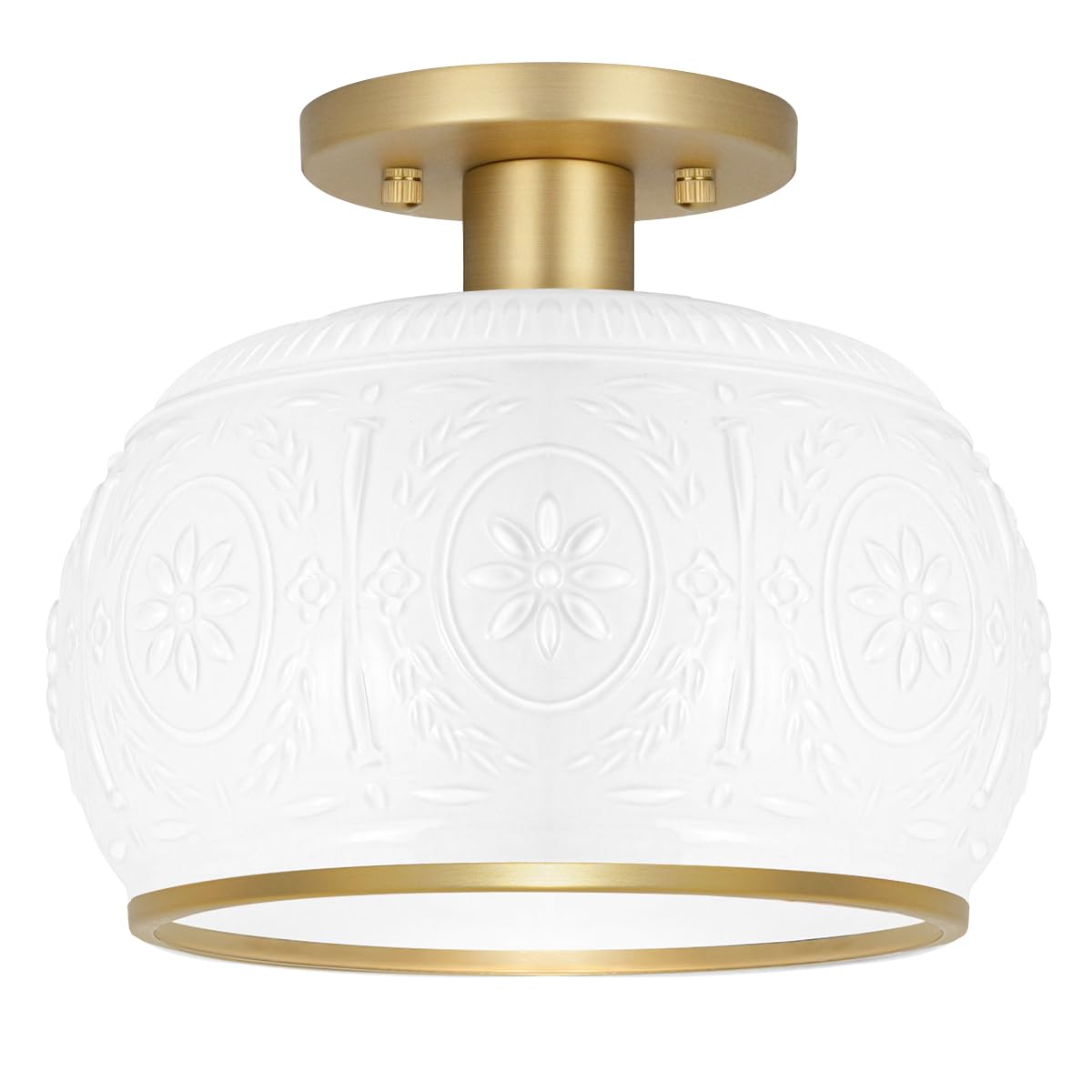Oiyio Brushed Brass Semi Flush Mount Ceiling Light With Clear Globe Glass  Modern Hallway Lighting Fixtures  Vintage Ceiling Light For Kitchen  Bedroom  Closet  Entryway  Porch