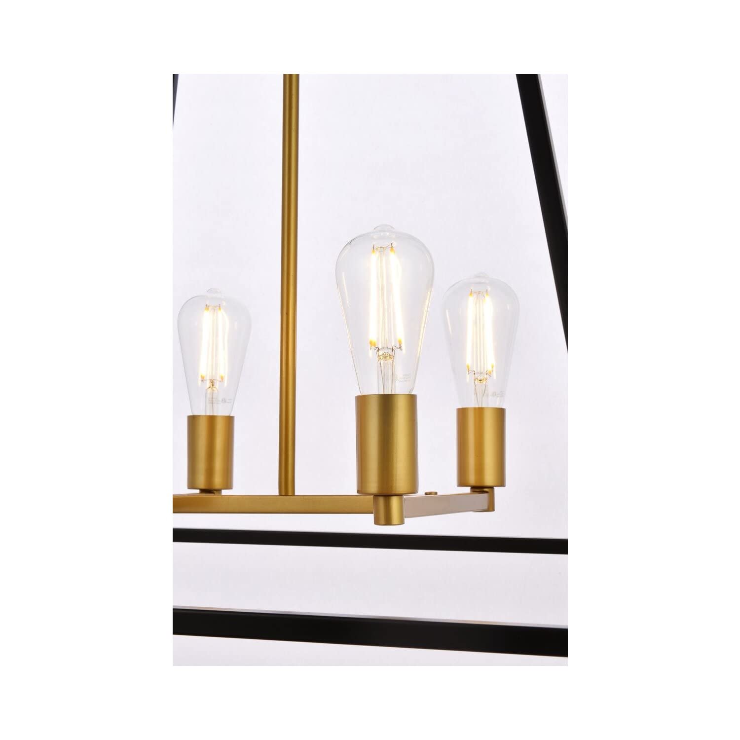 Living District Declan 4-Light Farmhouse Metal Pendant in Black and Brass