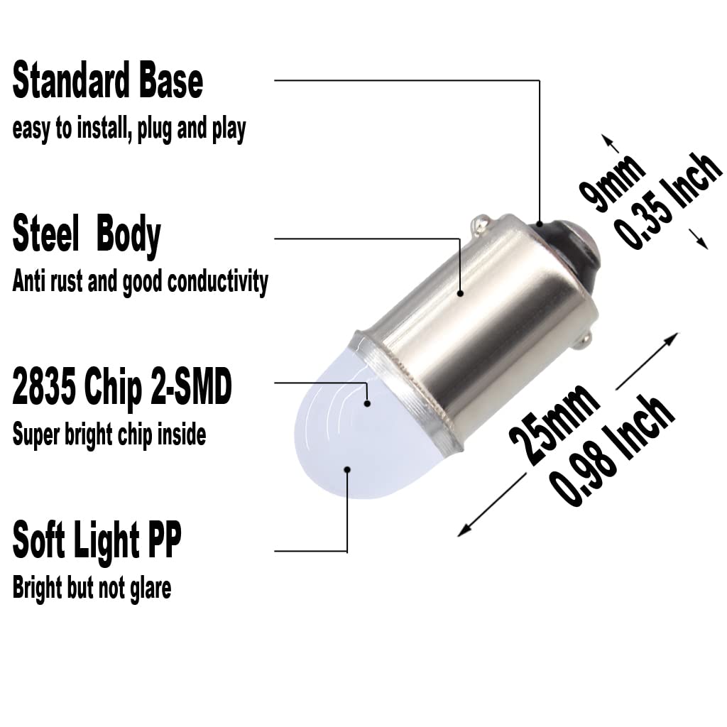 Yoper BA9S 53 57 1895 64111 LED Light Bulb for Car 12V Deep Blue