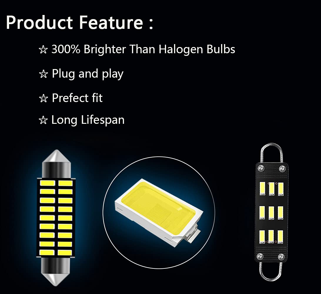 Awalited 3Pcs Interior Led Map Dome Light Bulbs Kit Compatible With 1988 1989 1990 1991 1992 1993 1994 1995 1996 1997 1998 Chevy Silverado, Gmc Sierra, Chevy C1500 K1500 Pickup Truck, Gmc C1500 K1500