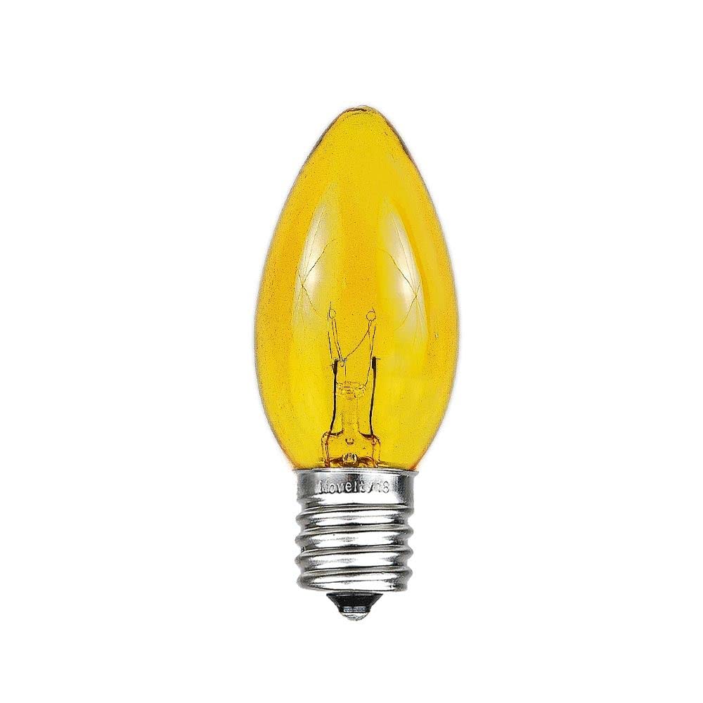 Novelty Lights C9 Incandescent Christmas Replacement Bulbs - 7W, Yellow, 25 Count, Indoor/Outdoor, E17 Base
