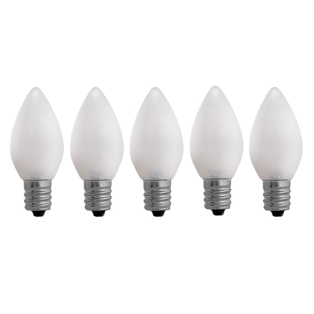 EZLS C7 Pure White Opaque SMD LED Bulbs - 5 Pack Smooth Lens Pure White Opaque C7 Replacement Bulbs