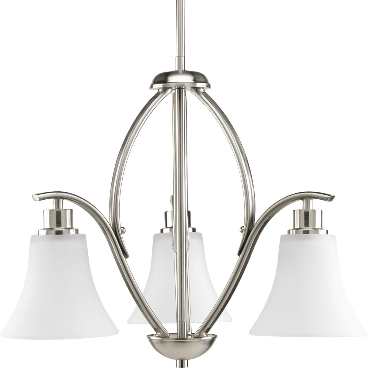 Progress Lighting 3-Light Chandelier, Joy Collection, 6" Brushed Nickel, Alloy Steel, Model P4489-09