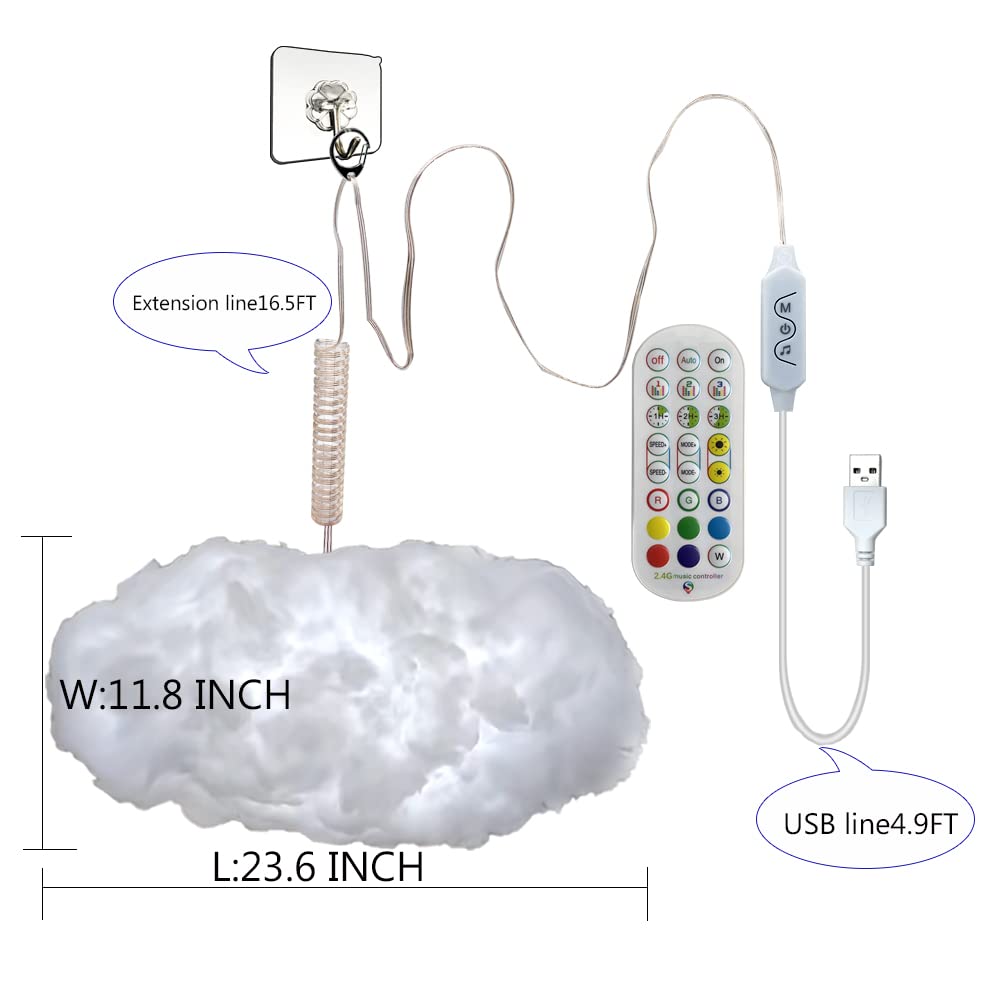 ZOKON 3D Big Cloud Lightning Light Kit, Music Sync, Wireless Remote, Multicolor, Indoor Bedroom Decor