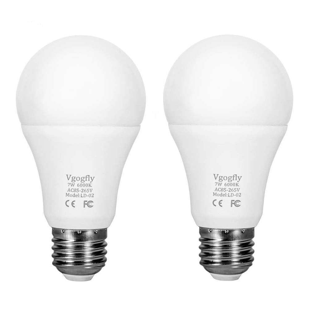 Vgogfly Dusk To Dawn Light Bulb Smart Sensor Lighting Lamp 7W E26/E27 Automatic On/Off, Indoor/Outdoor Yard Porch Patio Garage G