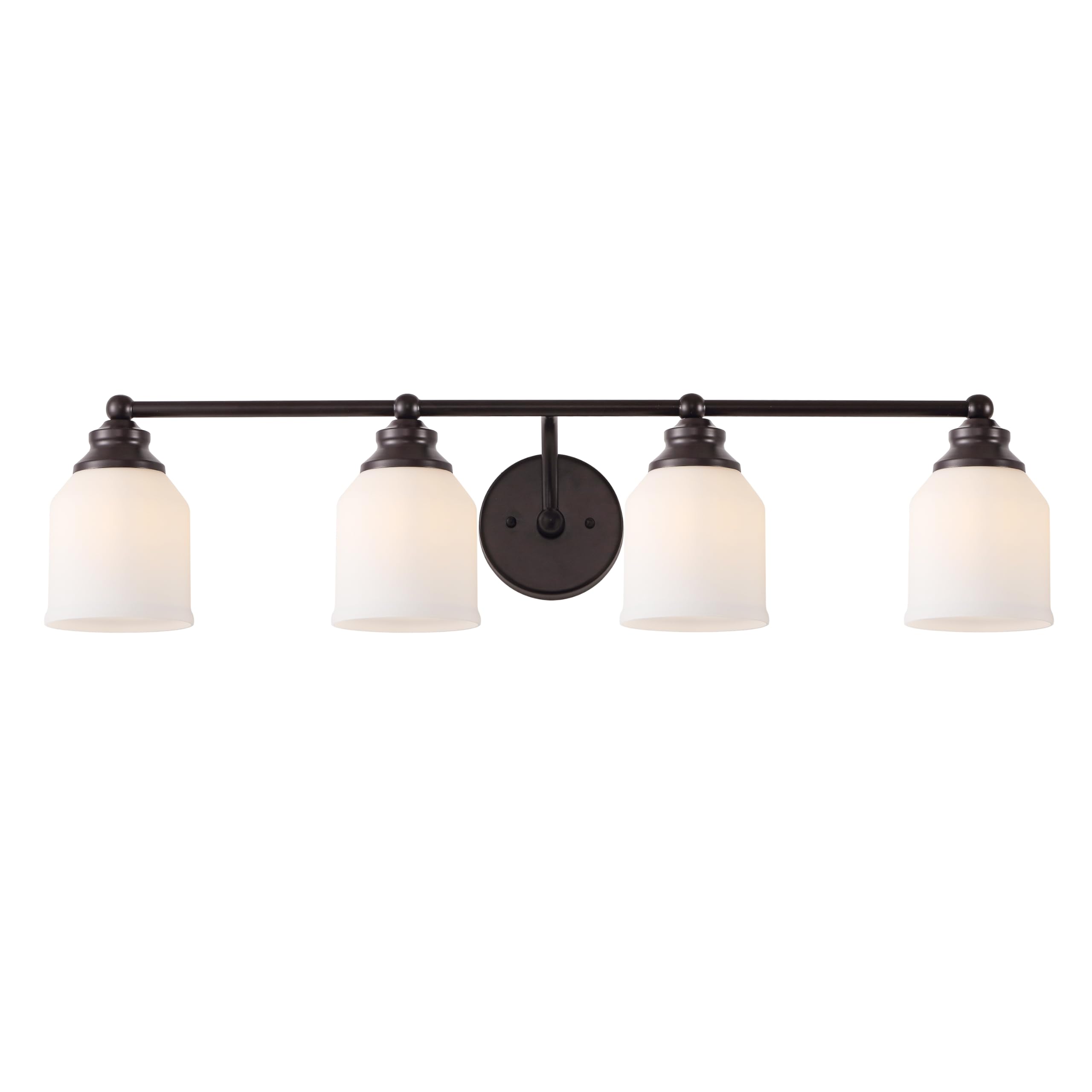 JONATHAN Y 33.25 Oil Rubbed Bronze/White Modern Farmhouse LED Vanity Light Wall Sconce Fixture, Frosted White Glass Shade, Dimma