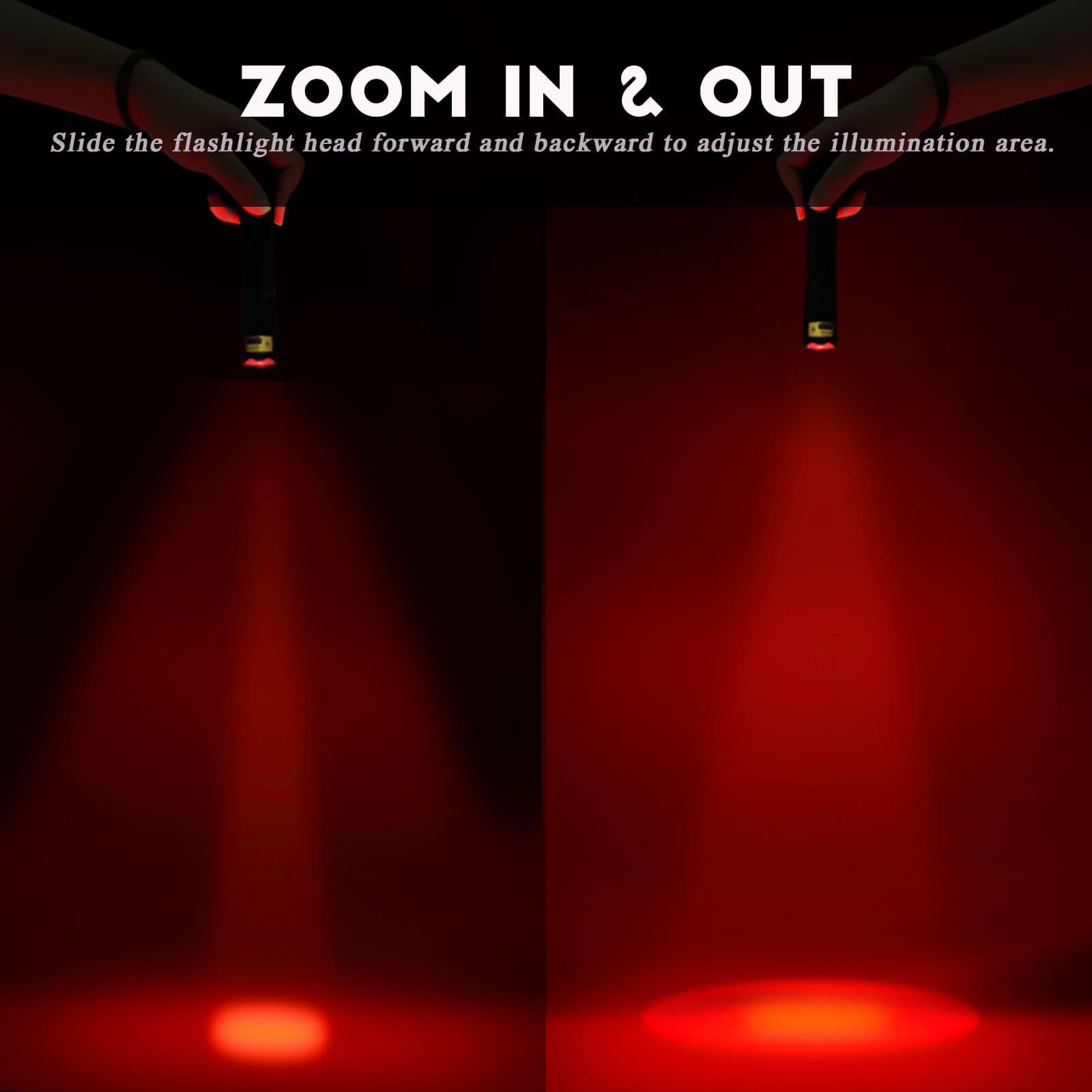 Metii Upgraded Red Flashlight, Bright White &High/Low Power Red Light Options With Memory, Zoom Lens, Portable Waterproof Led Sm