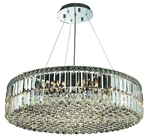 Elegant Lighting 2030D32C/Rc 18-Light Crystal Pendant, Chrome Finish, 32&quot; X 7.5&quot;
