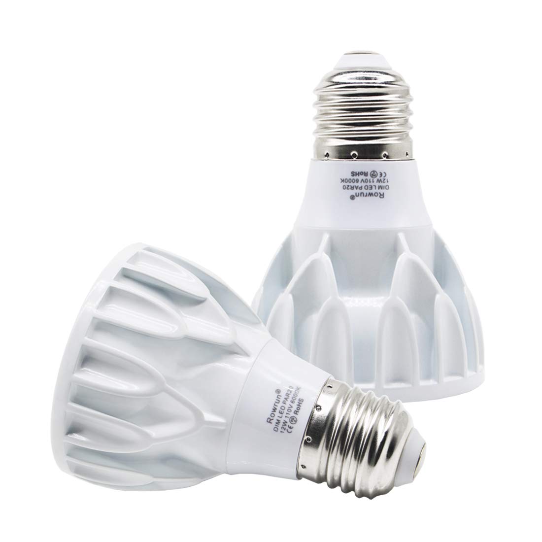 Rowrun PAR20 12W Narrow Flood Light Bulb E26 Dimmable LED Bulb Spotlight Beam Angle 24 Degree 100W Halogen 6000K Cold White 2-Pa