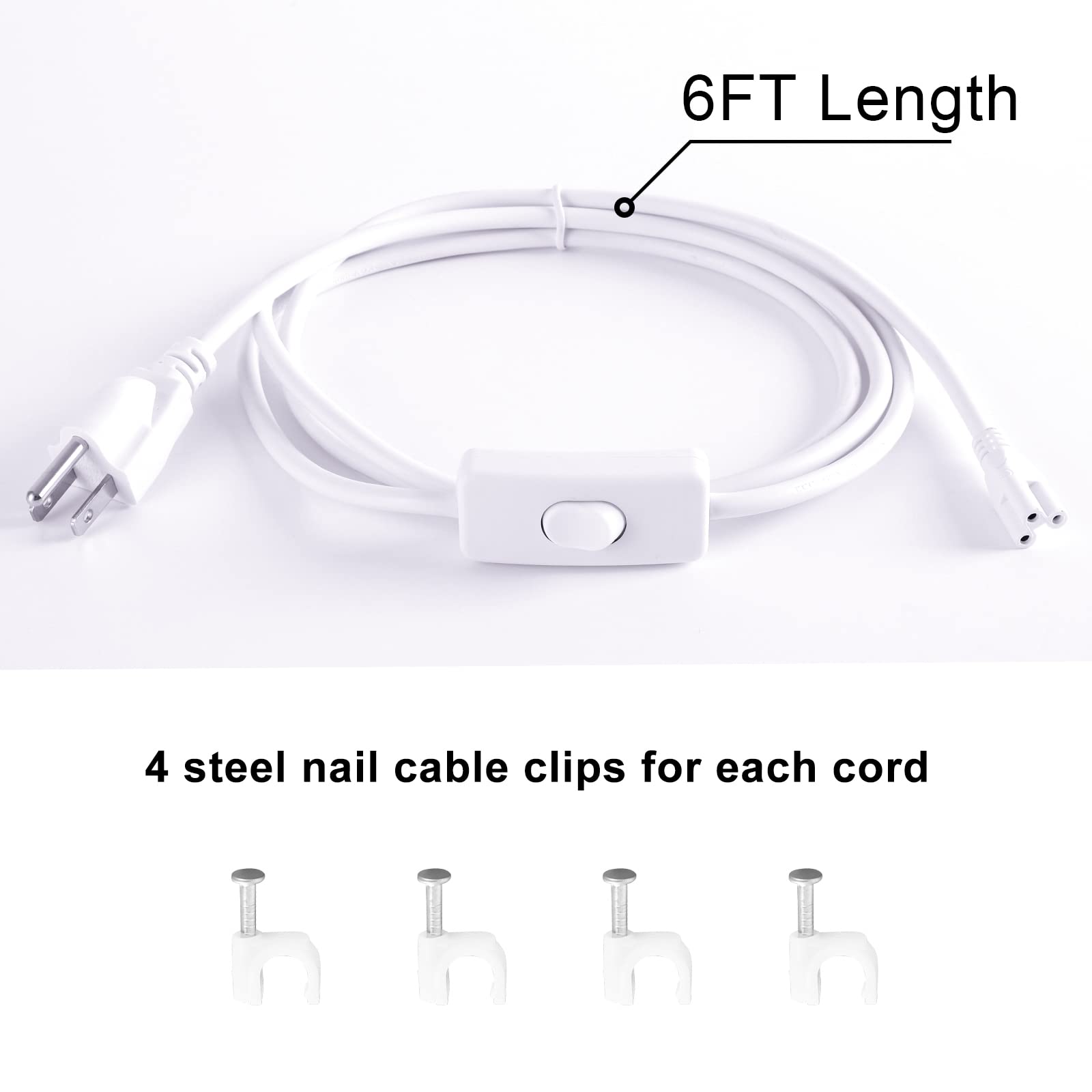 Trlife 6Ft Led Light Power Cord With On/Off Switch, T5 T8 Power Cord T5 Connector Cord Extension Cord With Us Plug For Led T5 T8