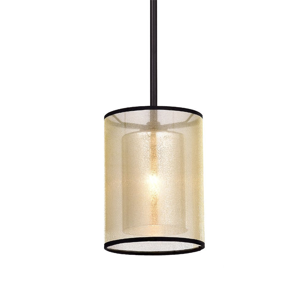 Warehouse of Tiffany RL8198P/ORB Corman Oil Rubbed Bronze and Fabric 1-Light Hanging Pendant, 6'' L x 6'' W x 38'' H