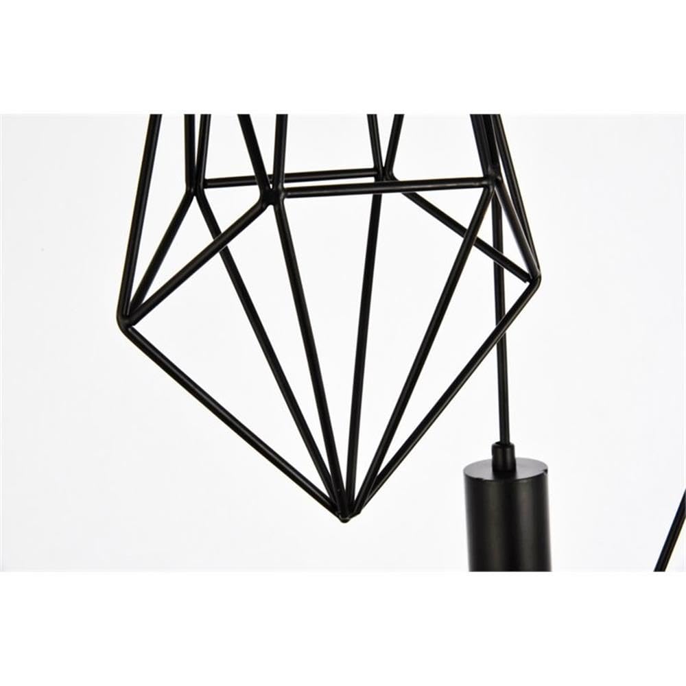 Elegant Lighting Living District Jago 3-Light Transitional Metal Pendant in Black