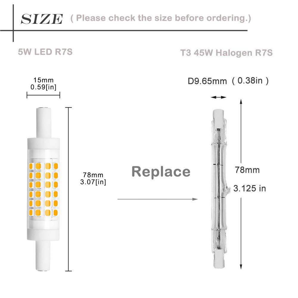 Bonlux R7S LED Light Bulb 5W (45W Halogen Equivalent) Warm White 3000K - 78mm Double Ended Floodlight - 2 Pack