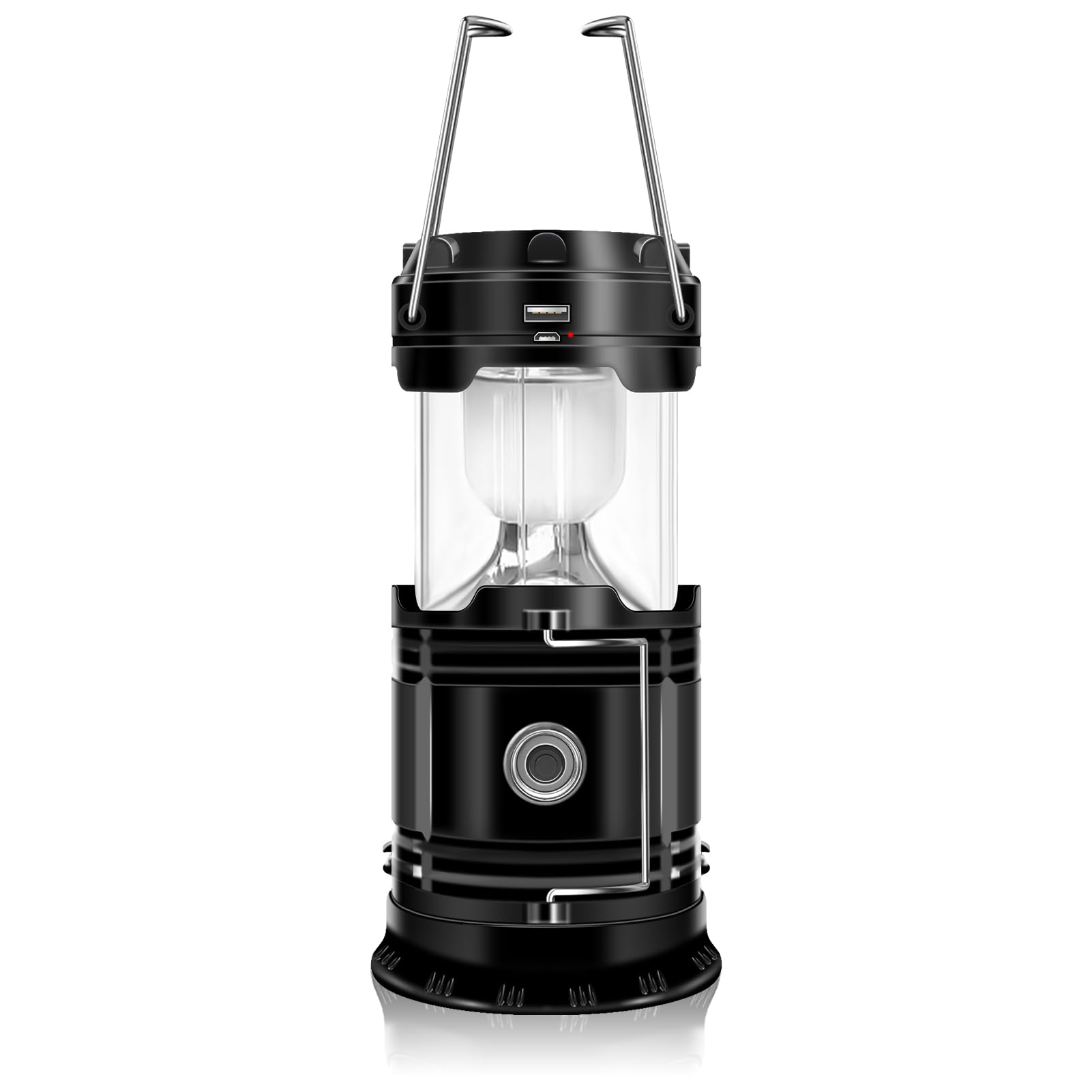 DIBMS Solar Camping Lantern - Collapsible LED, USB Rechargeable, White, Model PEC00592-DI, for Indoor/Outdoor Use, Emergency Lighting