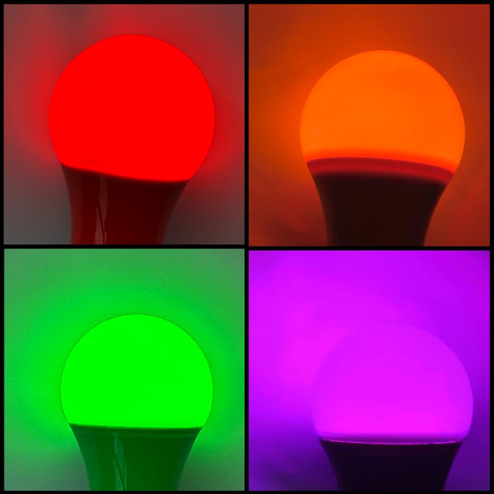 Haraqi 6 Pack 9W (60W Equivalent) 120V E26 Base A19 Led Colored Light Bulb  Purple And Orange Led Lights For Party Christmas Decor And Halloween Lighting