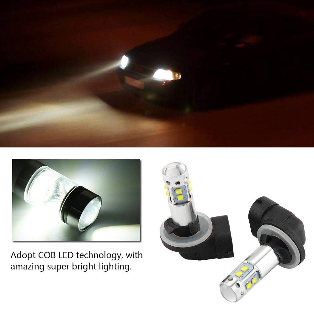 2Pcs Led Light Bulb Replacement For Accent, 12-24V 50W 1800Lm / Bulb 6000K Super White High Power Bright Led Fog Daytime Light B