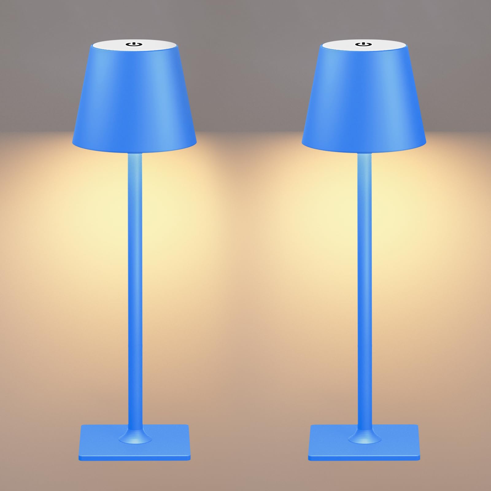 Yogaret Blue Cordless Table Lamp Set of 2, Metal Indoor/Outdoor Lighting, Model Yogaret-Dinner Lamp