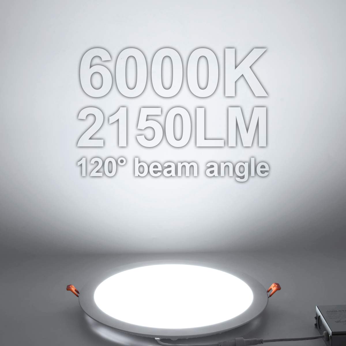 Jarlstar 1Pack 11 Inch Ultra Thin Led Recessed Ceiling Light With Junction Box, 6000K Daylight, 24W 110V Eqv,Recessed Lighting, Slim No Dimmable Can-Killer Downlight,Canless Lights 2150Lm High Cri80+