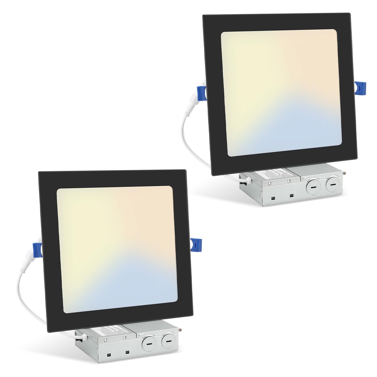 HONZIN 2 Pack 8 Inch Square LED Recessed Lighting, Ultra-Thin Canless Ceiling Light, 5CCT Selectable 2700K/3000K/3500K/4000K/500