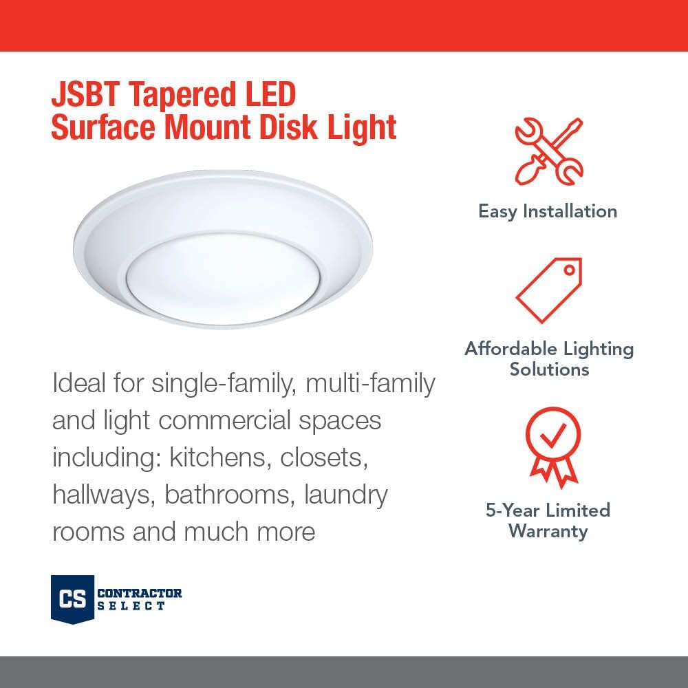Juno Jsbt 6-Inch Slimbasics Tapered Disk Downlight, Switchable, White (6 Pack)