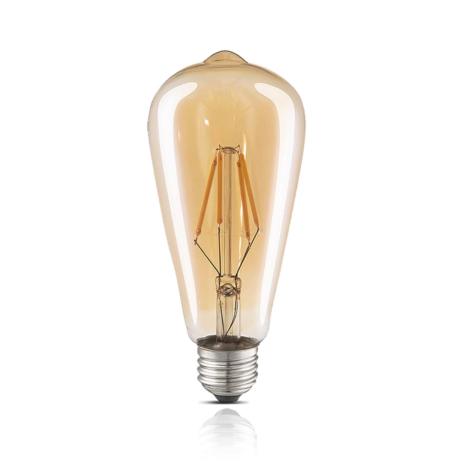 Luxon Led Edison Bulbs,Dimmable Amber Glass,Warm White 2700K,4W(40W Equivalent) Antique Vintage Filament Light Bulbs,E26 Base