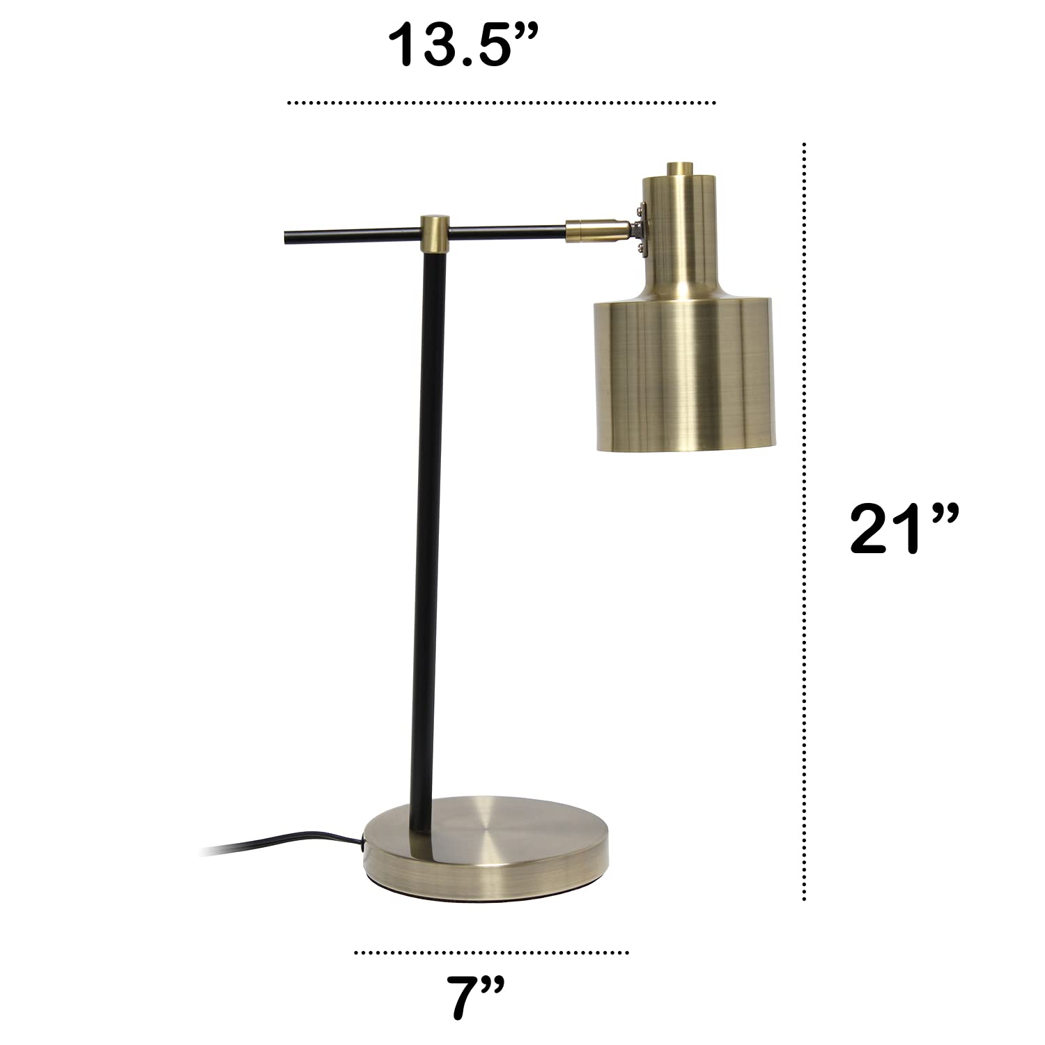 Lalia Home Mid Century Modern Industrial Metal Table Lamp With On/Off Rocker Switch - Antique Brass