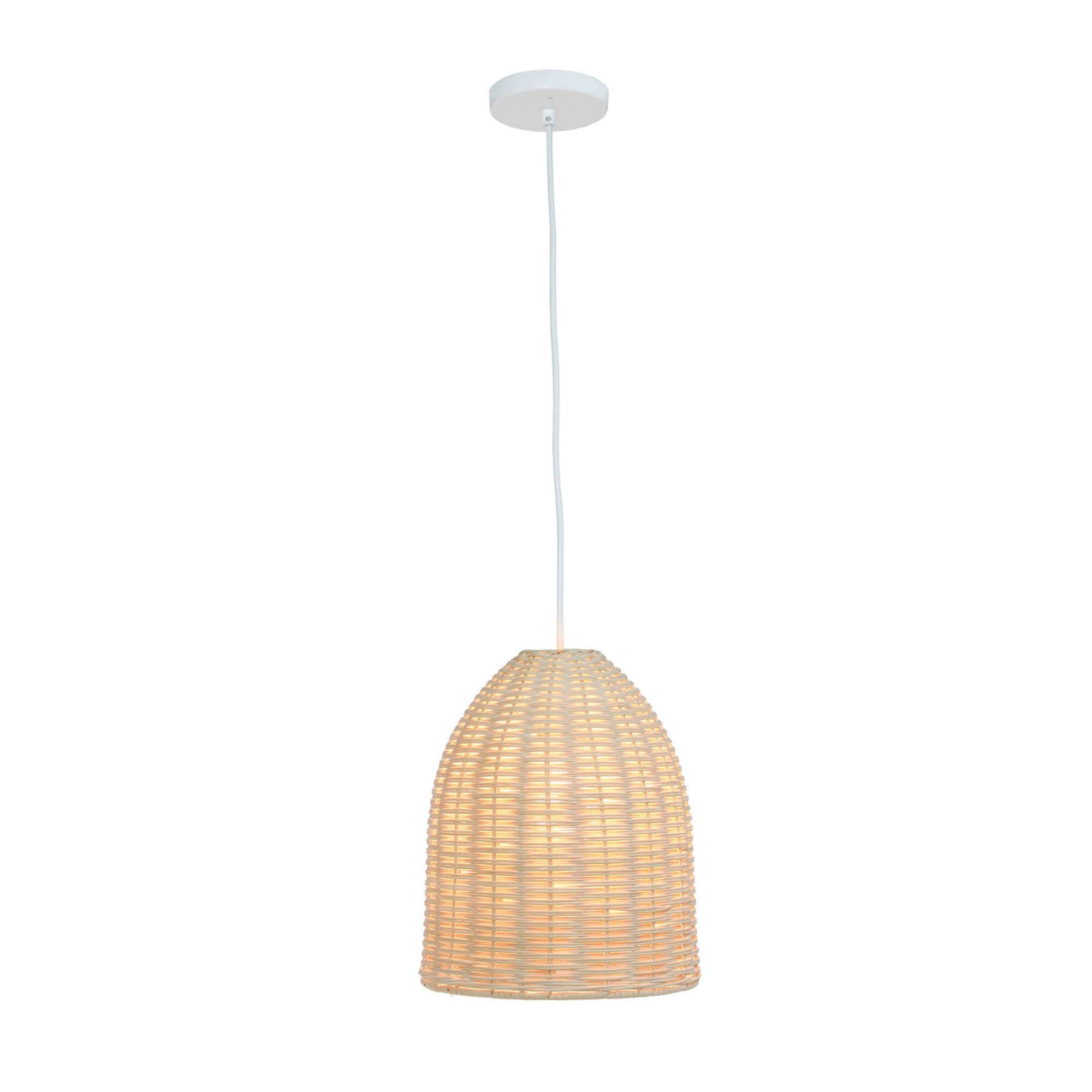 Elegant Designs PT1007-NAT Rattan Downlight Pendant, Metal, 10inL x 10inW x 12inH, Natural Color