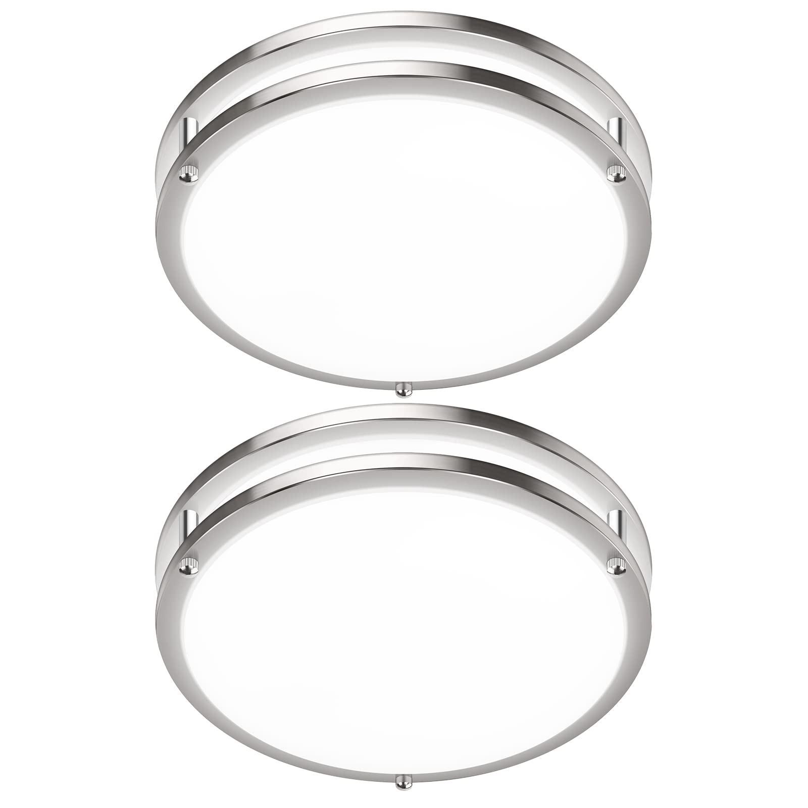 Gobright 2-Pack 36W Led Ceiling Light Fixture, Dimmable 3000Lm, 12In Brushed Nickel