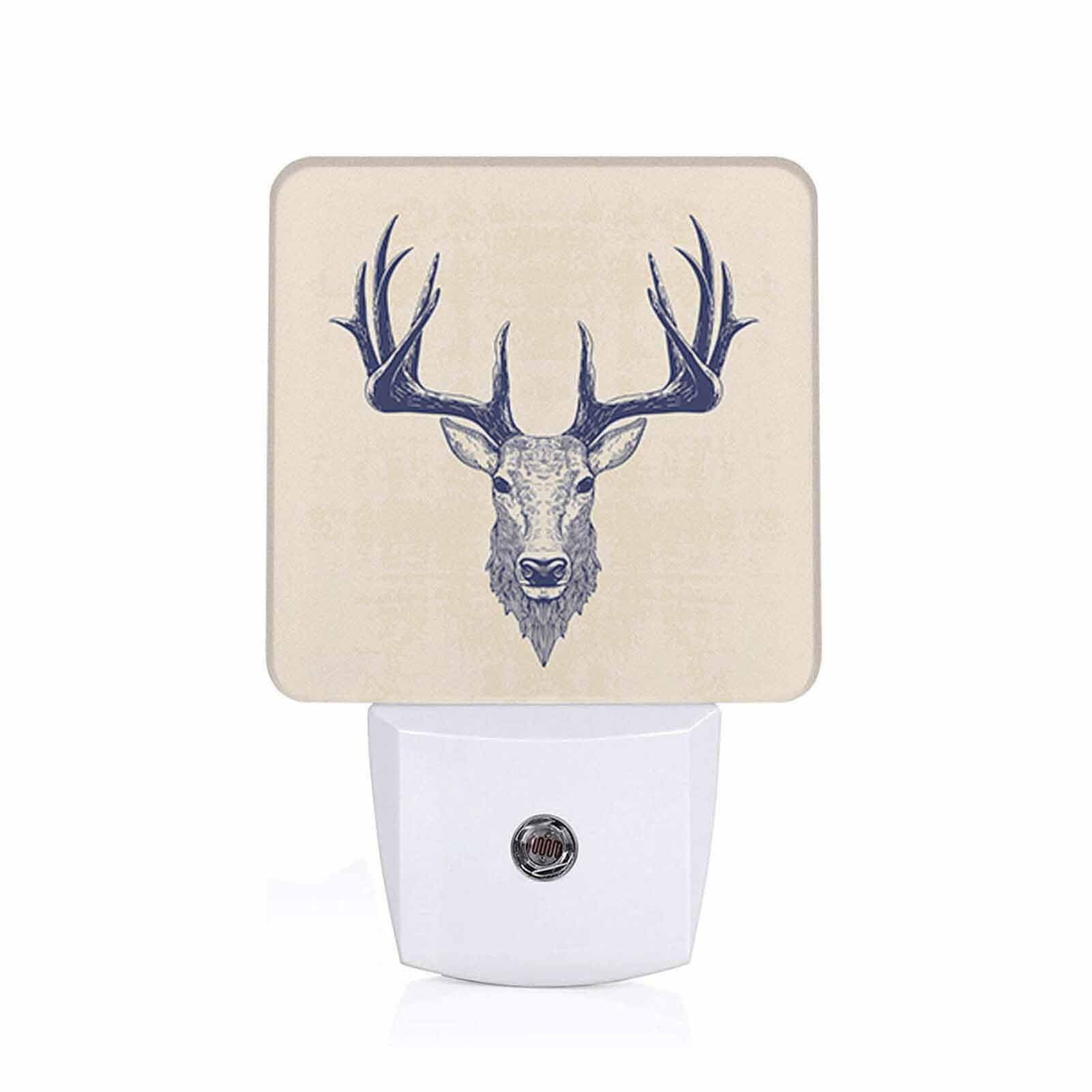 Chrobak LED Night Light - Cartoon Deer Head Design, Energy Efficient, Dusk to Dawn Sensor, White, Model WML-Night-Light-231023-126