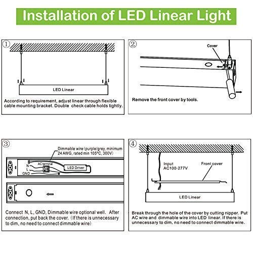 Hykolity Led Architectural Suspended Linear Channel Light Linkable  4Ft 40W 3000K/4000K/5000K Cct Selectable  Dimmable Office Lighting Fixture For Commercial Places  4600Lm  Etl Listed  4Pack