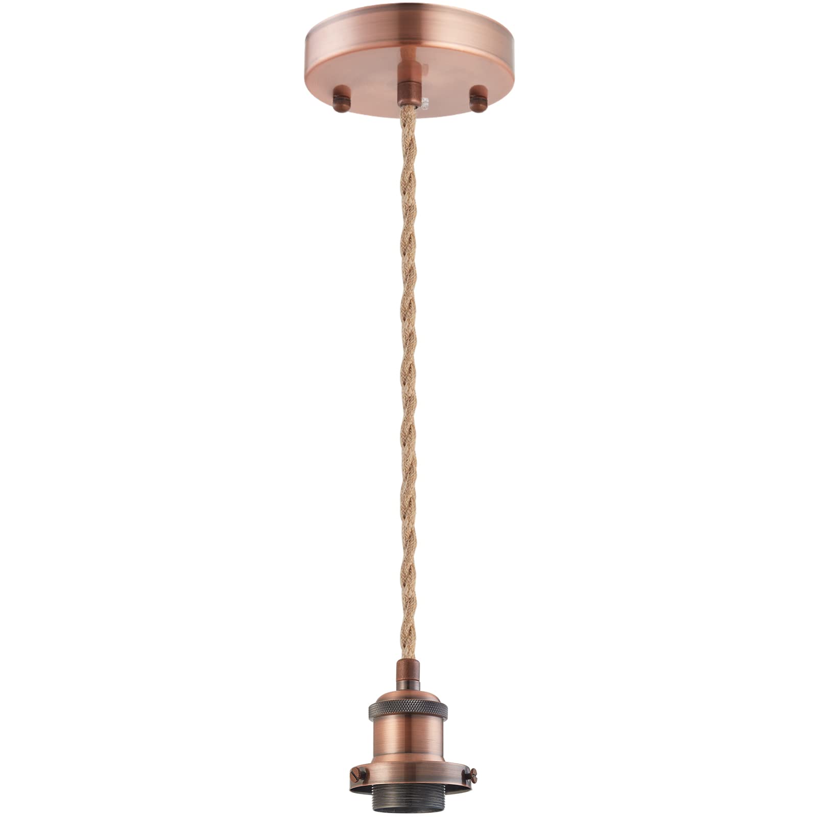 GNOLAK Industrial Mini Pendant Light Kit, E26 Socket Pendant Hanging Light, Hemp Rope Vintage Hanging Pendant Light Cord, Adjust