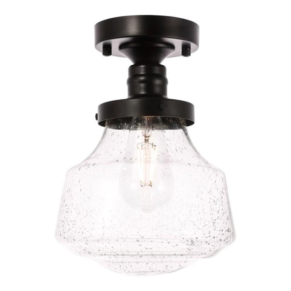 Living District Lyle 1-Light Metal & Glass Flush Mount in Black/Clear